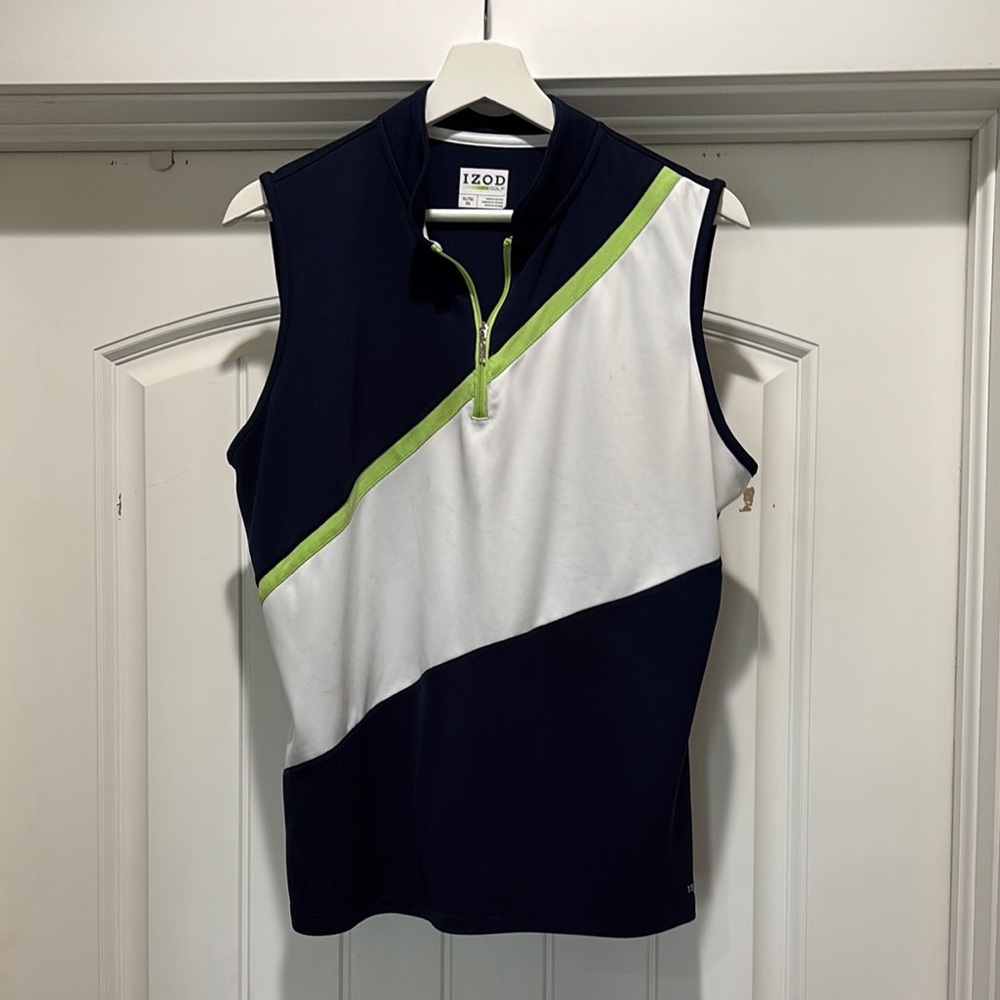 Izod Women's Sleeveless Top - Navy, White, and Lime